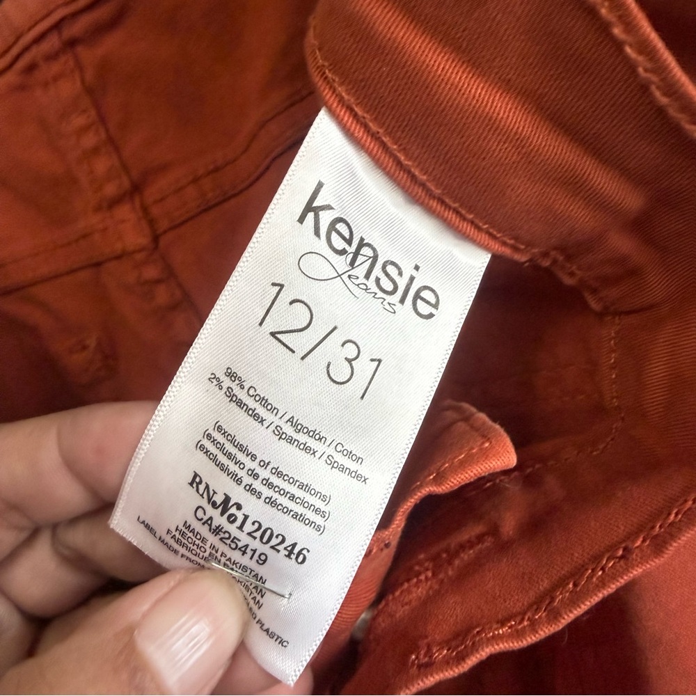 Kensie Rust Burnt Orange High Waisted Cropped Cargo Utility Pants 12 - Picture 8 of 8
